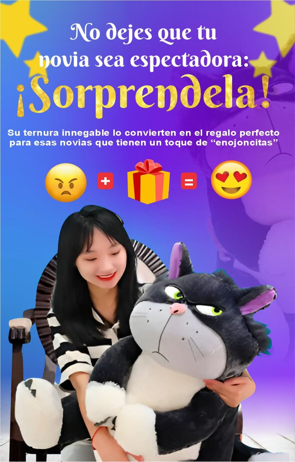 GATO LUCIFER 65 CM + TARJETA PERZONALIZADA DE AMOR 💖🤩