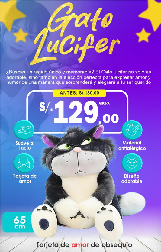 GATO LUCIFER 65 CM + TARJETA PERZONALIZADA DE AMOR 💖🤩